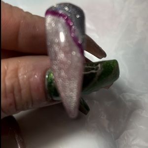 Pink Cat Eye Geode Stone Custom Press On Nails